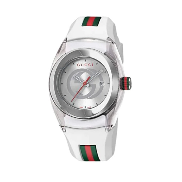  Shop Authentic Gucci Sync Quartz White Dial White Rubber Strap Unisex Watch - YA137302 - Luxxuri