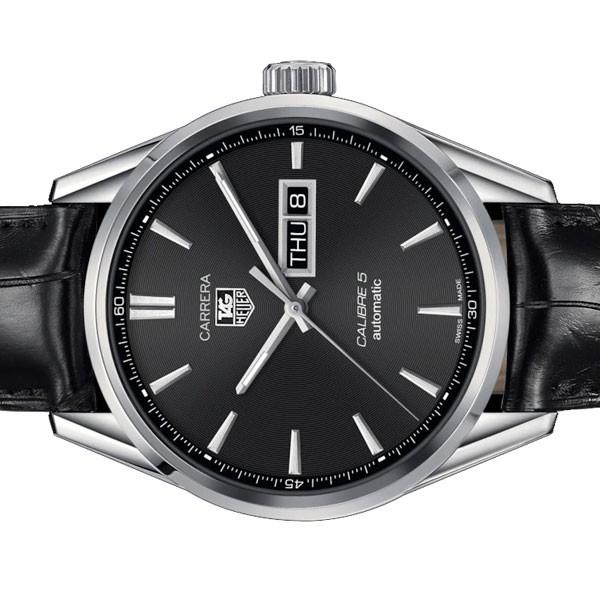  Shop Authentic Tag Heuer Carrera Automatic 41mm Black Dial Black Leather Strap Watch for Men - WAR201A.FC6266 - Luxxuri