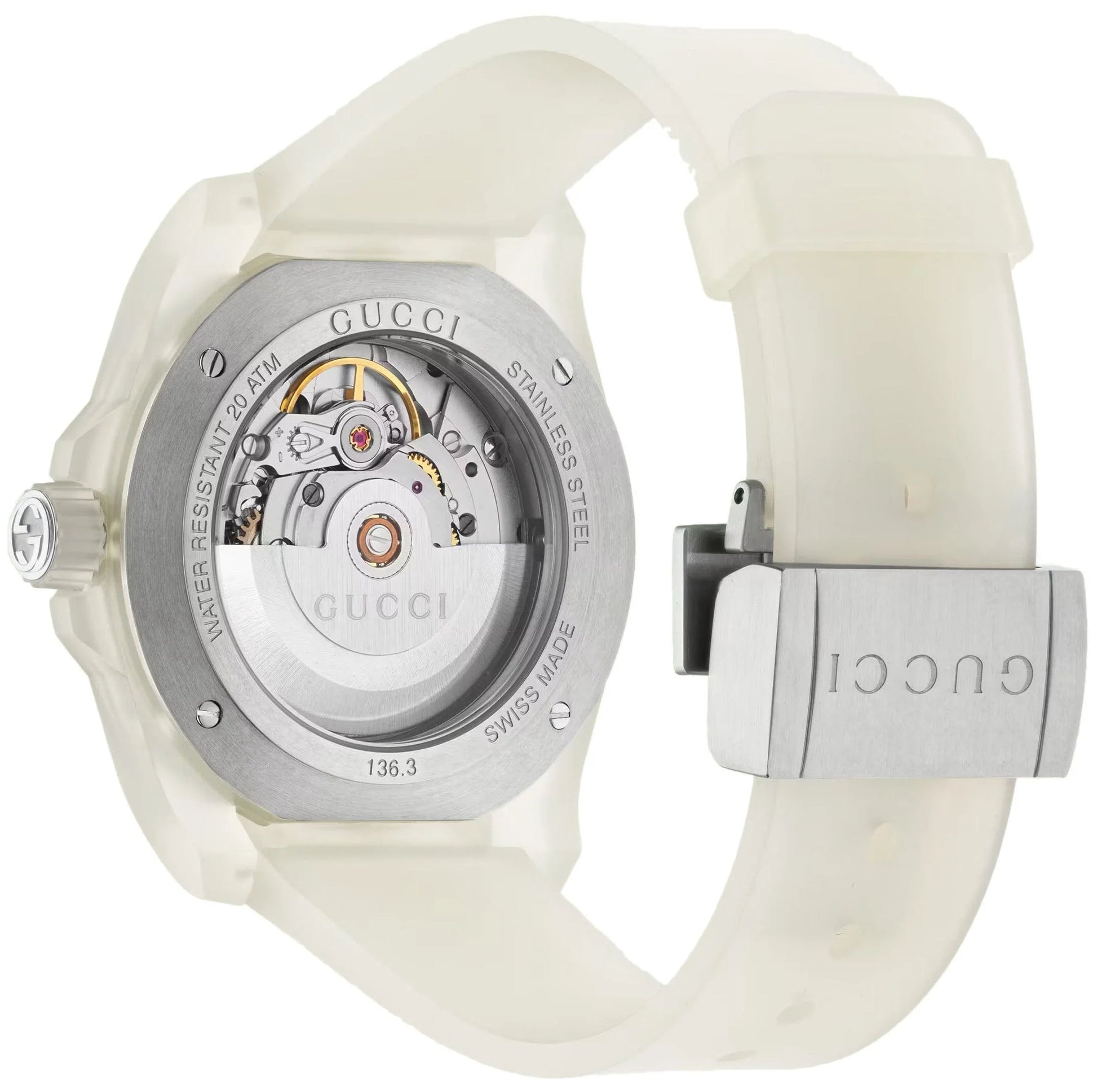  Shop Authentic Gucci Dive Automatic White Dial White Rubber Strap Unisex Watch - YA136342 - Luxxuri