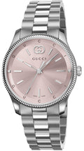  Shop Authentic Gucci G Timeless Quartz Pink Dial Silver Steel Strap Watch for Women - YA1265061 - Luxxuri