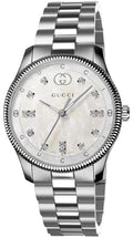  Shop Authentic Gucci G Timeless Diamonds White Dial Silver Steel Strap Watch for Women - YA1265064 - Luxxuri