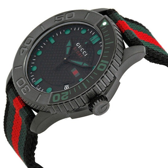  Shop Authentic Gucci G Timeless Sport Black Dial Two Tone NATO Strap Watch For Men - YA126229 - Luxxuri