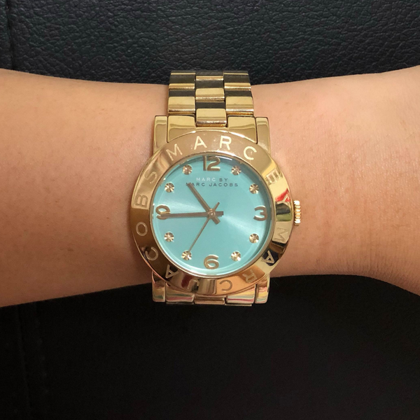  Shop Authentic Marc Jacobs Amy Blue Dial Gold Steel Strap Watch for Women - MBM3220 - Luxxuri