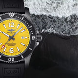  Shop Authentic Breitling Superocean Automatic 46mm Yellow Dial Black Rubber Strap Watch for Men - M17368D71I1S1 - Luxxuri