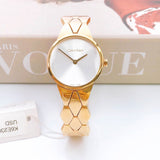  Shop Authentic Calvin Klein Snake Silver Dial Yellow Gold Steel Strap Watch For Women - K6E23546 - Luxxuri