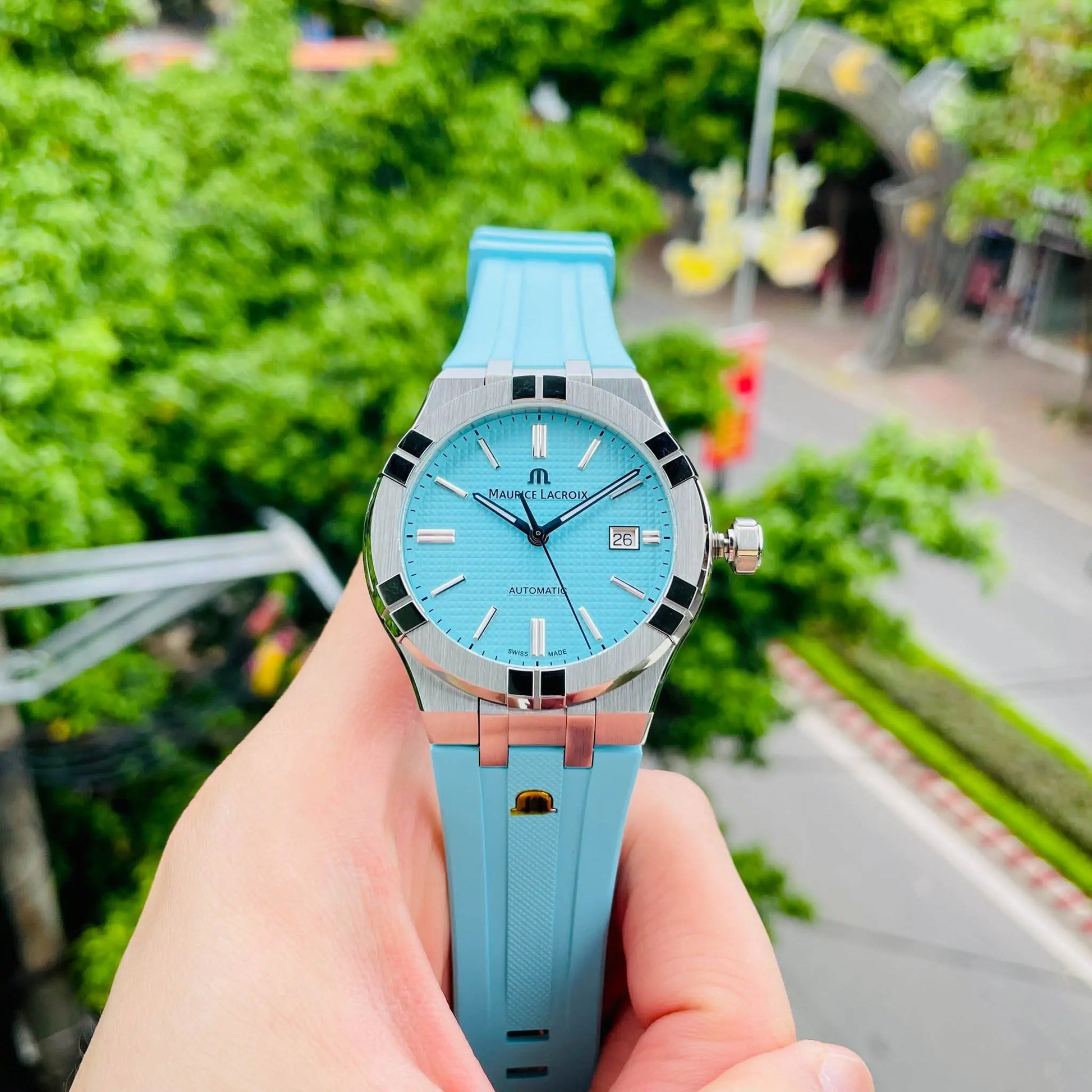  Shop Authentic Maurice Lacroix Aikon Automatic Sky Blue Dial Silver Steel Strap Watch For Men - AI6008-SS00F-431-C - Luxxuri