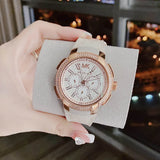  Shop Authentic Michael Kors Sidney Chronograph White Dial Beige Leather Strap Watch For Women - MK6949 - Luxxuri