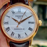  Shop Authentic Tissot T Classic Carson Powermatic 80 White Dial Brown Leather Strap Watch for Men - T085.407.36.013.00 - Luxxuri