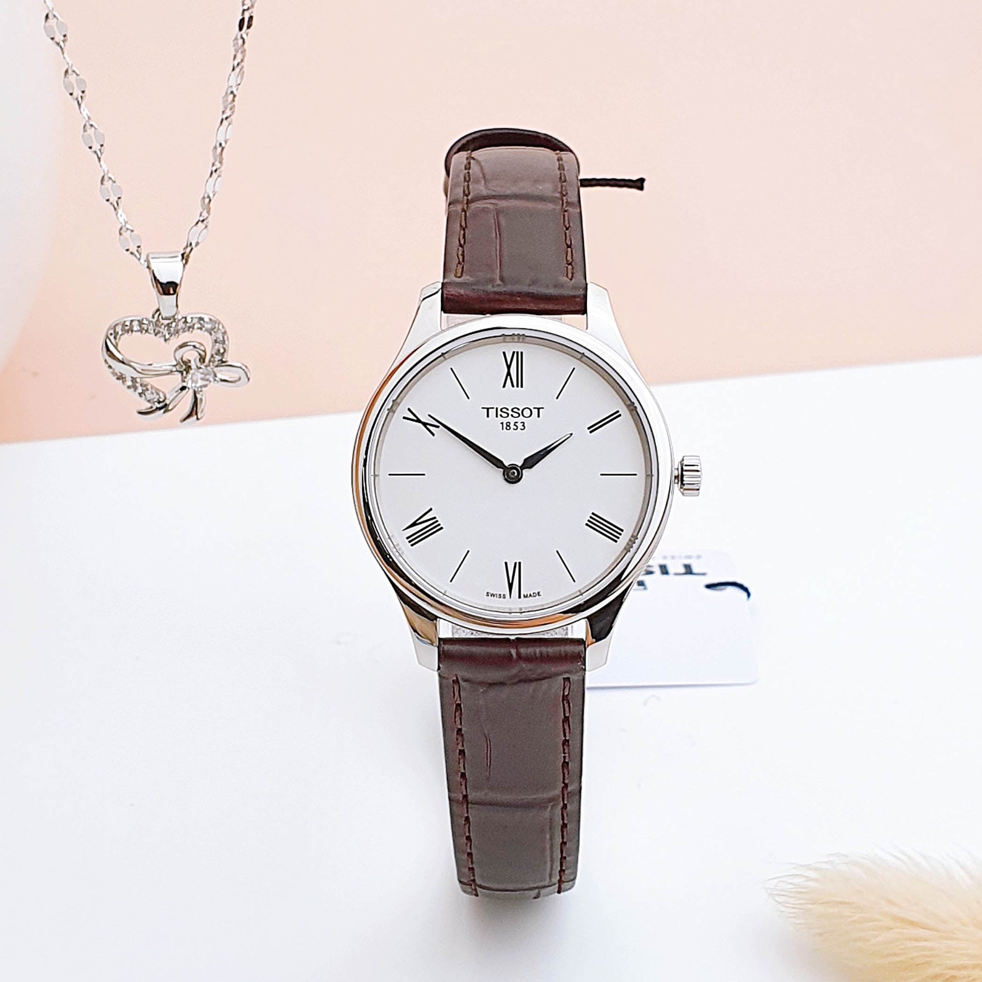  Shop Authentic Tissot Tradition 5.5 Lady Silver Dial Brown Leather Strap Watch for Women - T063.009.16.018.00 - Luxxuri