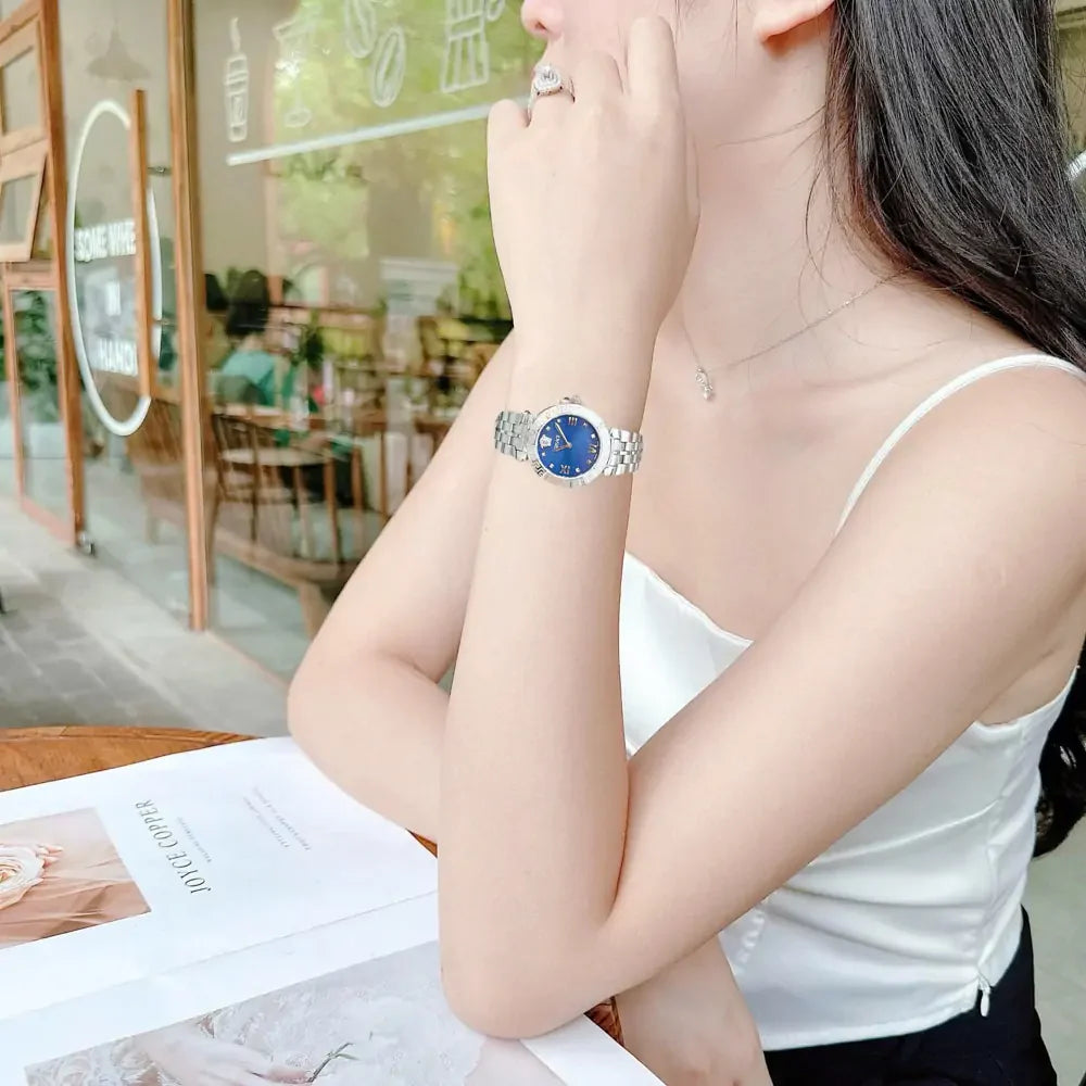  Shop Authentic Versace Daphnis Analog Blue Dial Silver Steel Strap Watch for Women - VEOCA0124 - Luxxuri