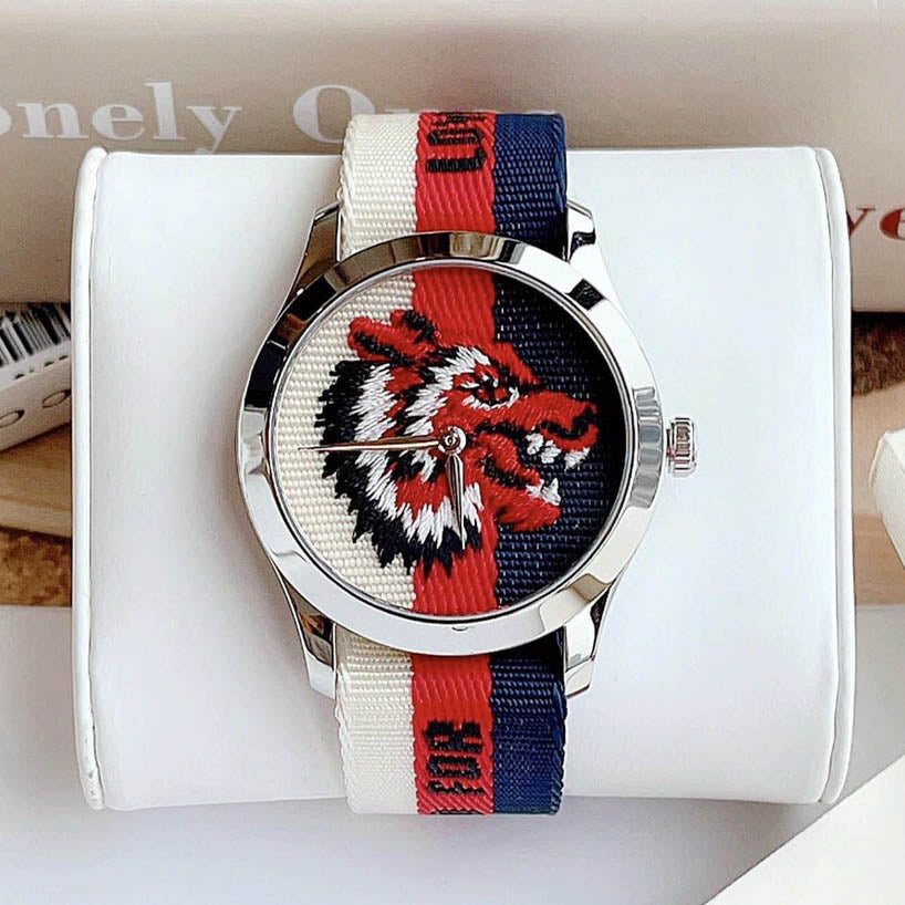  Shop Authentic Gucci G Timeless Quartz White Red Blue Dial Multicolored NATO Strap Watch For Men - YA1264059 - Luxxuri