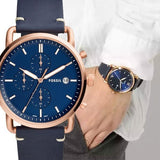 Shop Authentic Fossil The Commuter Blue Dial Blue Leather Strap Watch for Men - FS5404 - Luxxuri