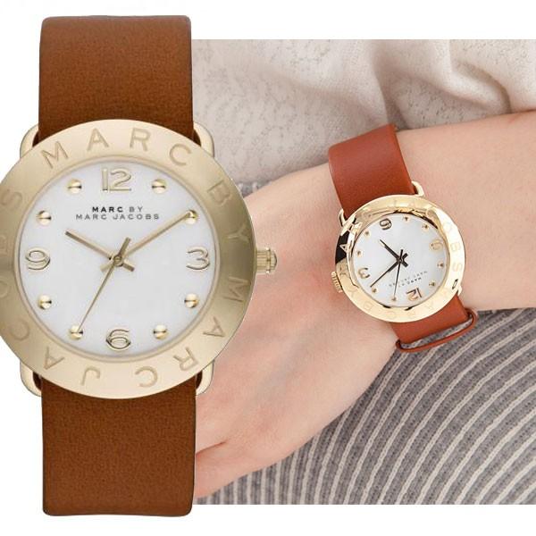  Shop Authentic Marc Jacobs Amy White Dial Brown Leather Strap Watch for Women - MBM8574 - Luxxuri