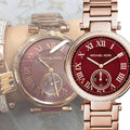  Shop Authentic Michael Kors Skylar Maroon Dial Rose Gold Steel Strap Watch for Women - MK6086 - Luxxuri