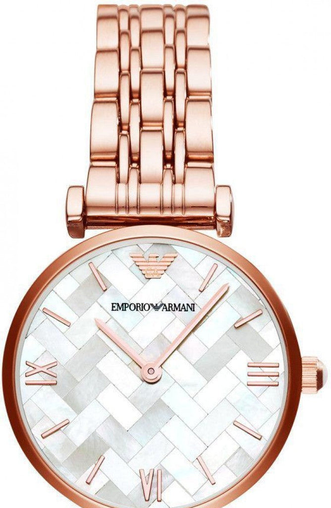  Shop Authentic Emporio Armani Mother of Pearl Dial Rose Gold Steel Strap Watch For Women - AR11110 - Luxxuri