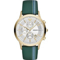  Shop Authentic Emporio Armani Renato Chronograph Silver Dial Green Leather Strap Watch For Men - AR11233 - Luxxuri