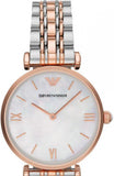  Shop Authentic Emporio Armani T Bar Gianni Classic Mother Of Pearl Dial Two Tone Steel Strap Watch For Women - AR1683 - Luxxuri