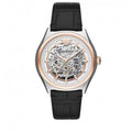  Shop Authentic Emporio Armani Zeta Skeleton Automatic Silver Dial Black Leather Strap Watch For Men - AR60018 - Luxxuri