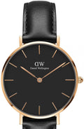  Shop Authentic Daniel Wellington Petite Sheffield Black Dial Black Leather Strap Watch For Women - DW00100168 - Luxxuri