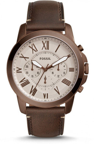  Shop Authentic Fossil Grant Chronograph White Dial Brown Leather Strap Watch for Men - FS5344 - Luxxuri