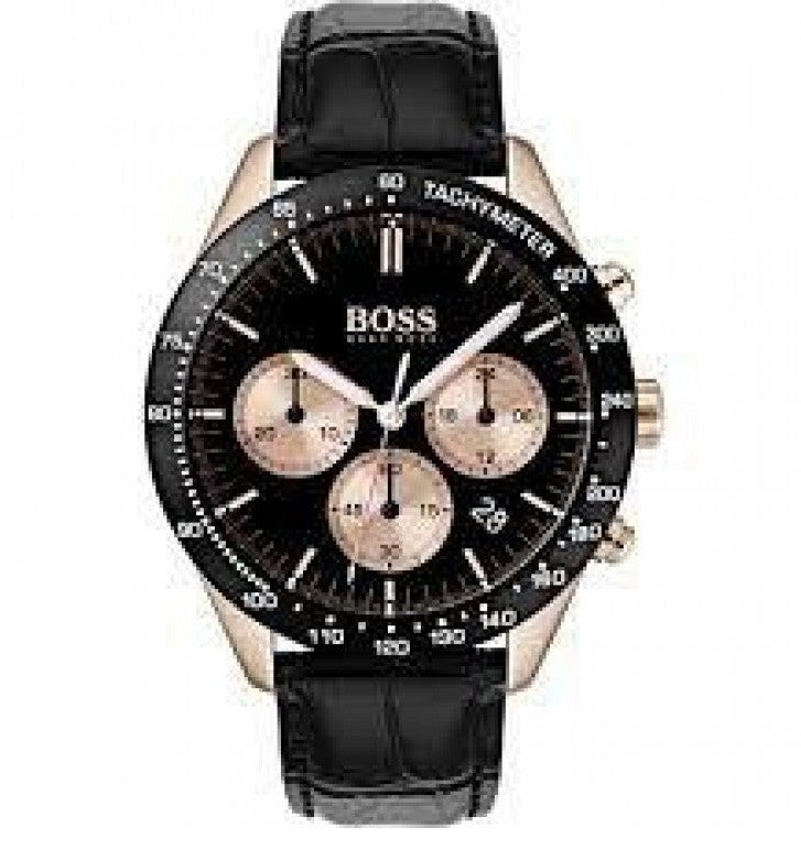  Shop Authentic Hugo Boss Talent Chronograph Black Dial Black Leather Strap Watch For Men - 1513580 - Luxxuri
