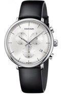  Shop Authentic Calvin Klein High Noon Chronograph White Dial Black Leather Strap Watch for Men - K8M271C6 - Luxxuri