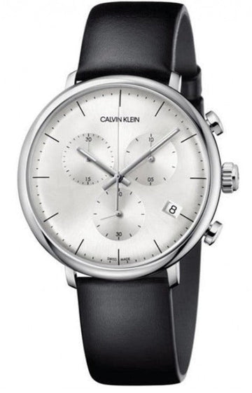  Shop Authentic Calvin Klein High Noon Chronograph White Dial Black Leather Strap Watch for Men - K8M271C6 - Luxxuri