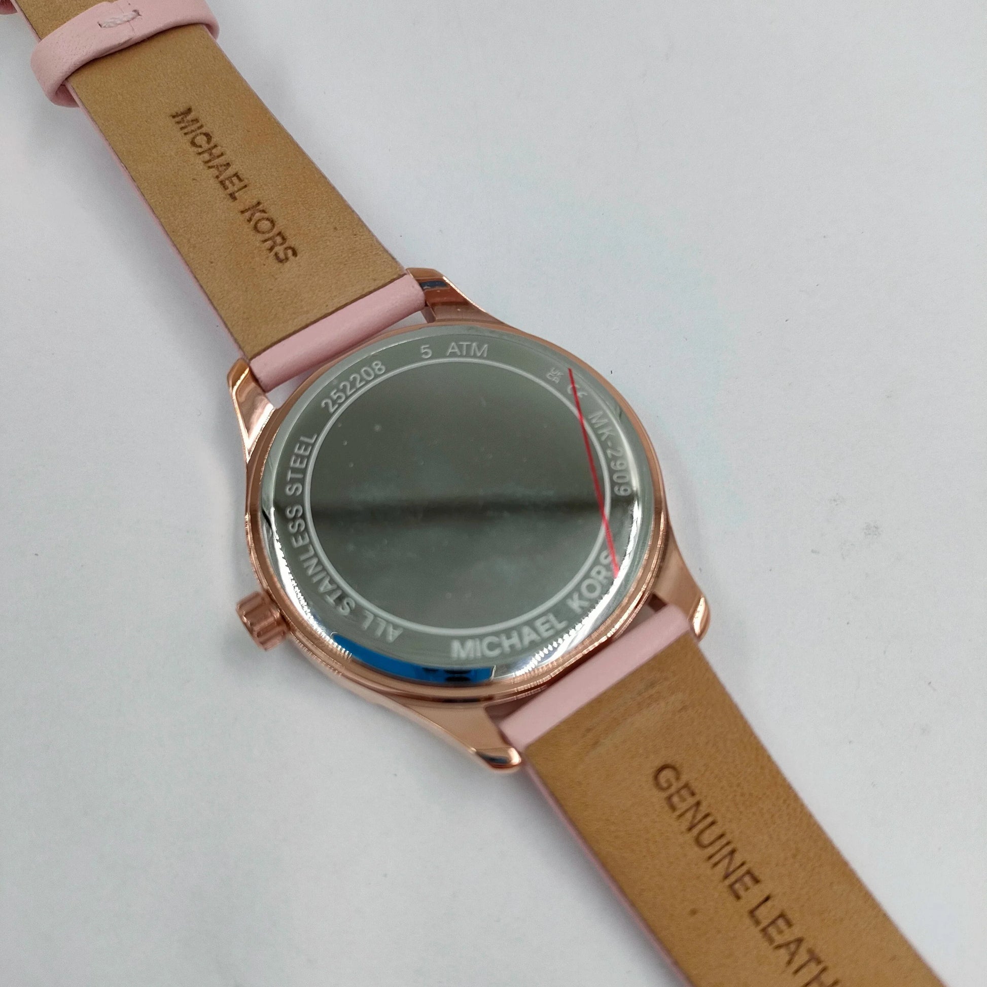  Shop Authentic Michael Kors Layton Three-Hand White Dial Pink Leather Strap Watch for Women - MK2909 - Luxxuri