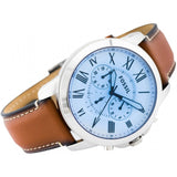  Shop Authentic Fossil Grant Chronograph Blue Dial Brown Leather Strap Watch for Men - FS5184 - Luxxuri