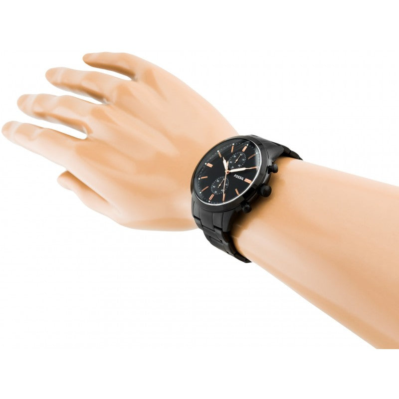  Shop Authentic Fossil Neutra Chronograph Black Dial Black Steel Strap Watch for Men - FS5525 - Luxxuri