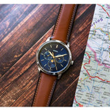  Shop Authentic Fossil Neutra Minimalist Moonphase Blue Dial Brown Leather Strap Watch for Men - FS5903 - Luxxuri