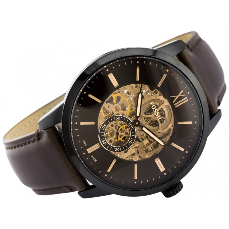  Shop Authentic Fossil Townsman Automatic Black Dial Brown Leather Strap Watch for Men - ME3155 - Luxxuri