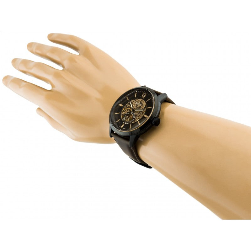  Shop Authentic Fossil Townsman Automatic Black Dial Brown Leather Strap Watch for Men - ME3155 - Luxxuri