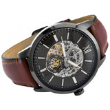  Shop Authentic Fossil Townsman Automatic Skeleton Black Dial Brown Leather Strap Watch for Men - ME3181 - Luxxuri