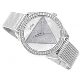  Shop Authentic Guess Tri Glitz Quartz Silver Dial Silver Mesh Bracelet Watch For Women - W1142L1 - Luxxuri