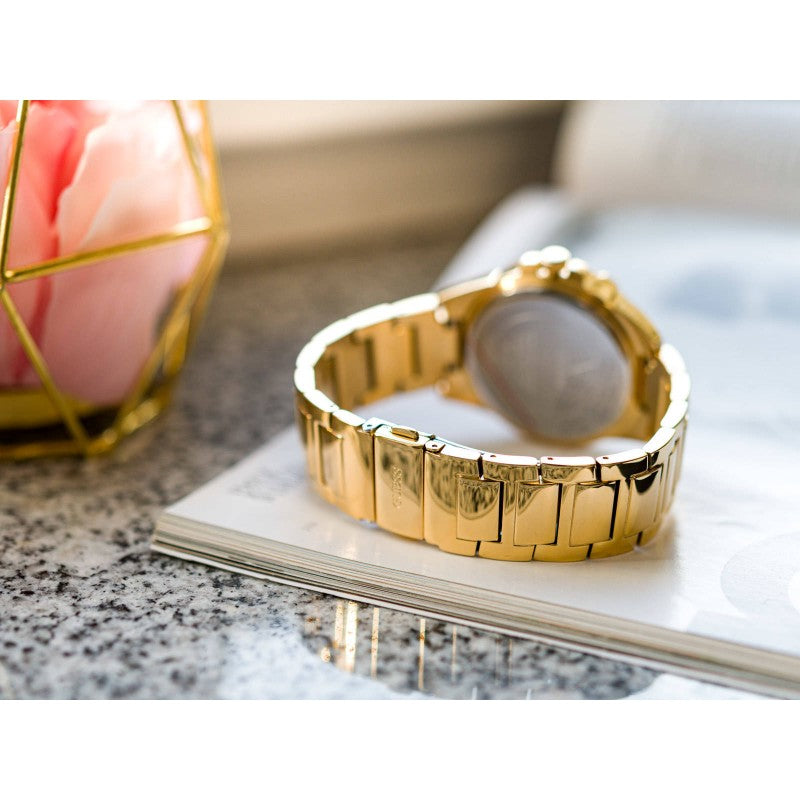  Shop Authentic Guess Frontier Diamonds Gold Dial Gold Steel Strap Watch For Women - W1156L2 - Luxxuri