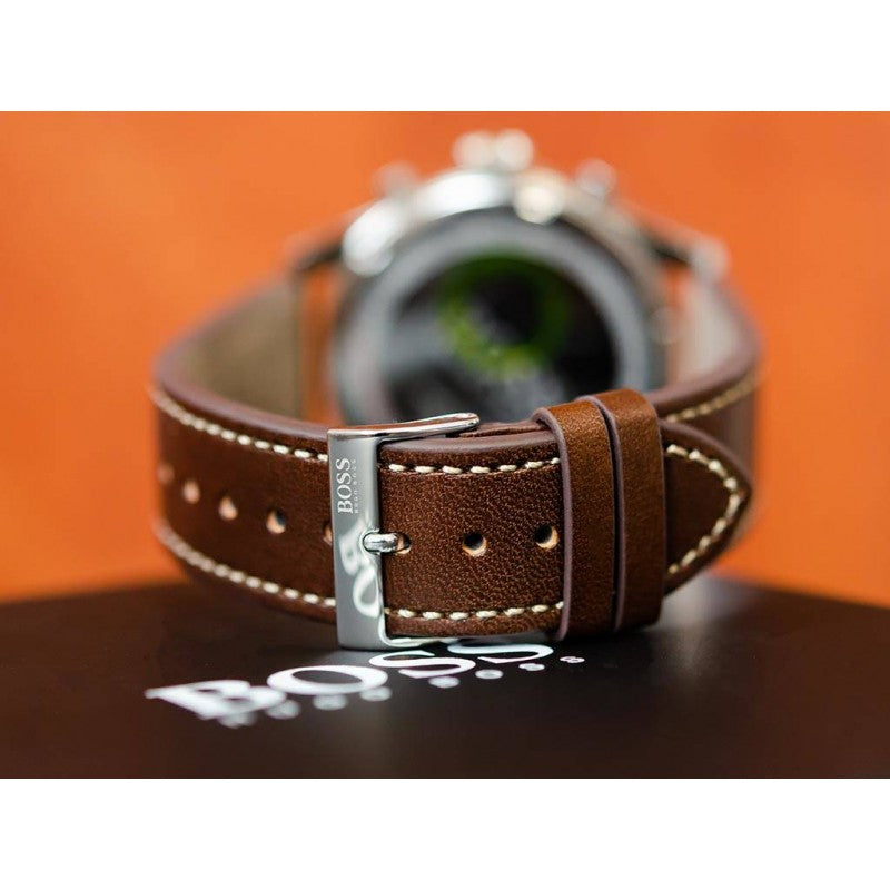  Shop Authentic Hugo Boss Pioneer Chronograph Blue Dial Brown Leather Strap Watch For Men - 1513709 - Luxxuri