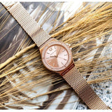  Shop Authentic Michael Kors Lennox Three Hand Rose Gold Dial Rose Gold Mesh Strap Watch For Women - MK7336 - Luxxuri