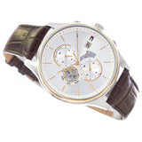  Shop Authentic Tommy Hilfiger Weston Chronograph Silver Dial Brown Leather Strap Watch For Men - 1710501 - Luxxuri