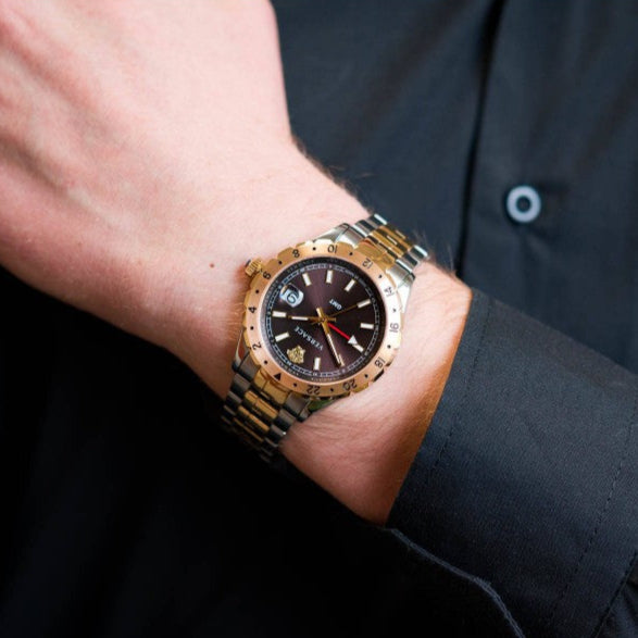  Shop Authentic Versace Hellenyium Quartz Brown Dial Two Tone Steel Strap Watch For Men - V11040015 - Luxxuri