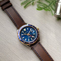  Shop Authentic Versace Hellenyium GMT Blue Dial Brown Leather Strap Watch for Men - V11080017 - Luxxuri