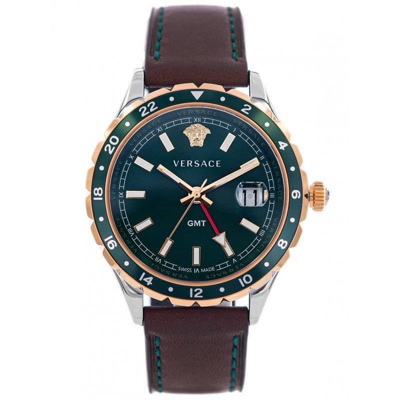  Shop Authentic Versace Hellenyium Green Dial Brown Leather Strap Watch for Men - V11090017 - Luxxuri