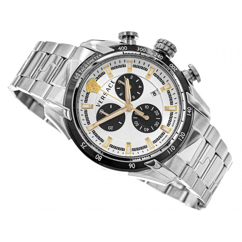  Shop Authentic Versace V-Ray Chronograph Quartz Silver Dial Silver Steel Strap Watch For Men - VE2I00321 - Luxxuri