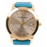  Shop Authentic Burberry Heritage Gold Dial Blue Leather Strap Watch for Women - BU9112 - Luxxuri