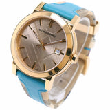  Shop Authentic Burberry Heritage Gold Dial Blue Leather Strap Watch for Women - BU9112 - Luxxuri