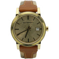  Shop Authentic Burberry The City Gold Dial Brown Leather Strap Watch for Women - BU9133 - Luxxuri