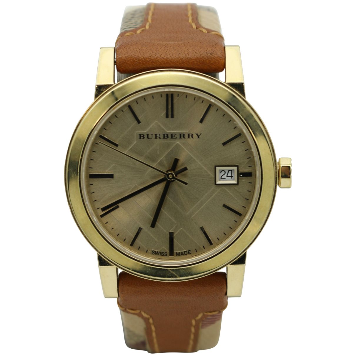  Shop Authentic Burberry The City Gold Dial Brown Leather Strap Watch for Women - BU9133 - Luxxuri