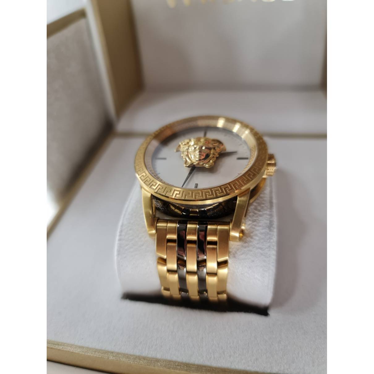  Shop Authentic Versace Palazzo Empire White Dial Two Tone Steel Strap Watch for Men - VERD00418 - Luxxuri