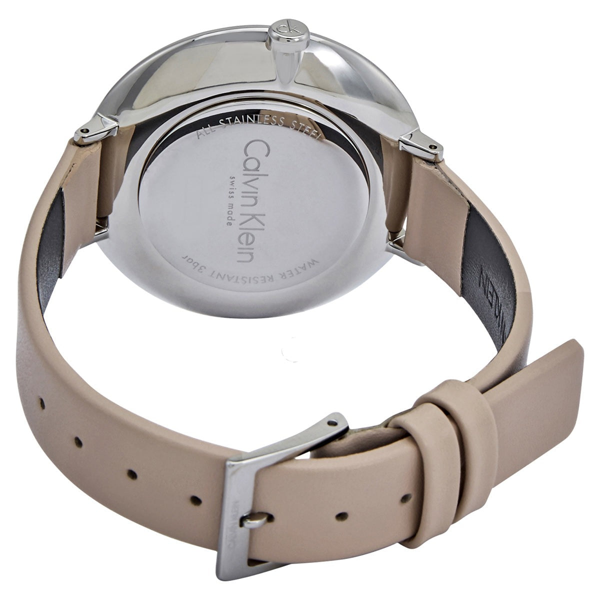  Shop Authentic Calvin Klein Rise White Beige Dial Beige Leather Strap Watch for Women - K7A231XH - Luxxuri