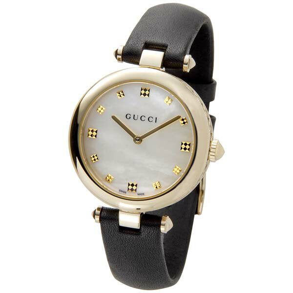  Shop Authentic Gucci Diamantissima Quartz Mother of Pearl Dial Black Leather Strap Watch for Women - YA141404 - Luxxuri